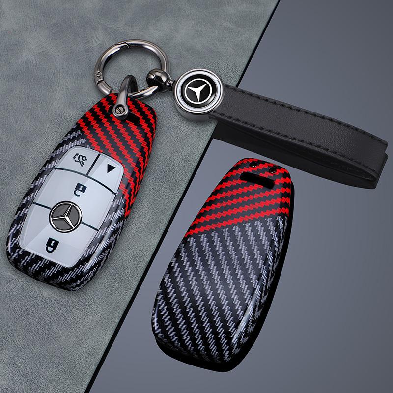 Carbon Fiber Car Key Case Cover Holder Shell For Mercedes Benz A C E S G Class GLC CLE CLA GLB GLS W177 W205 W213 W222 X167 AMG JS1