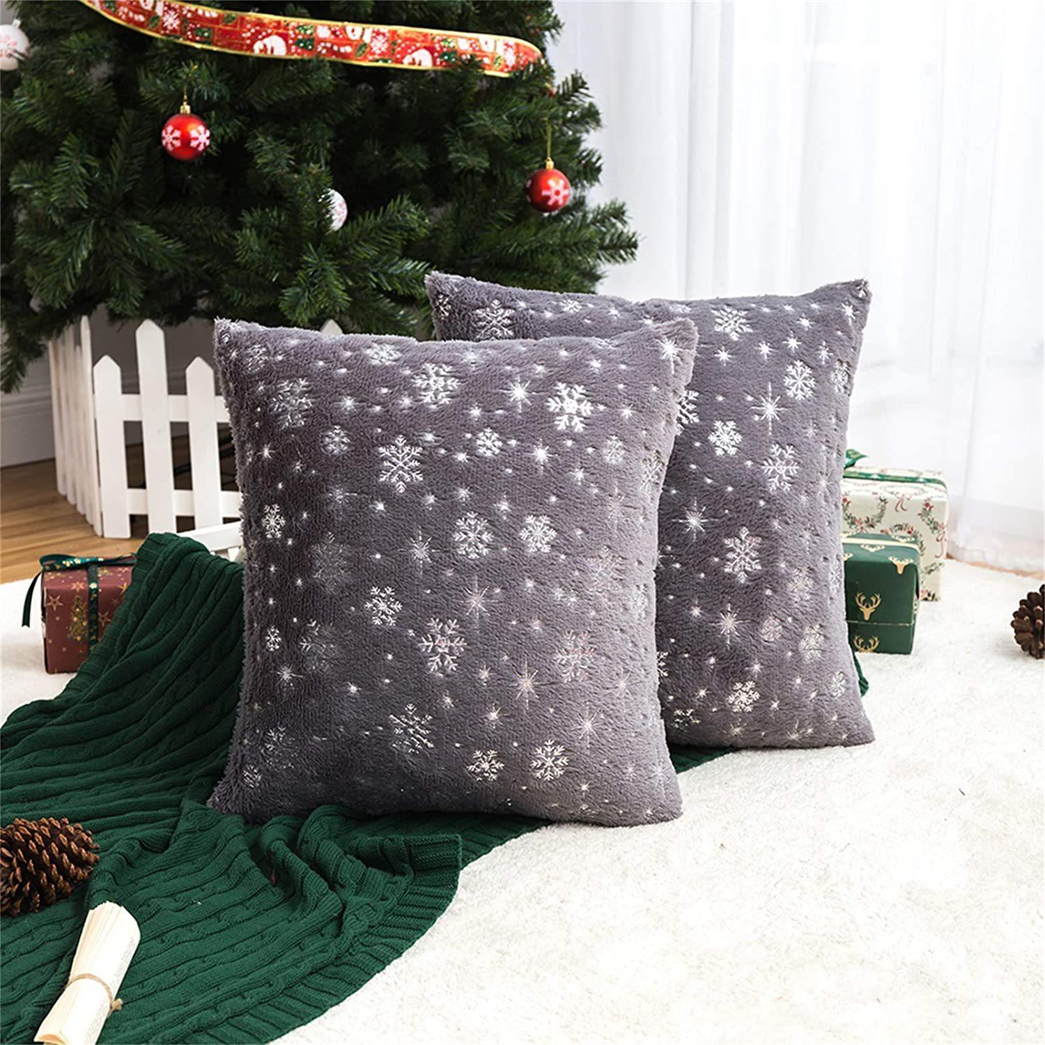 

Новая Рождественская Подушка Снежинка Бронзирование Плюшевая Наволочка Красная Подушка Автомобильная Домашняя Подушка 43 * 43cm