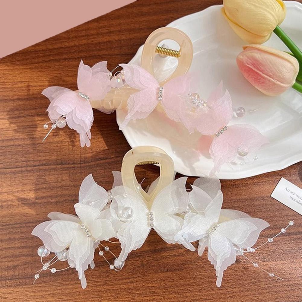 New Fashion Simulation Butterfly Hair Clips Women Elegant Clip Crab Bow Ponytail Hair Headdress I6J0