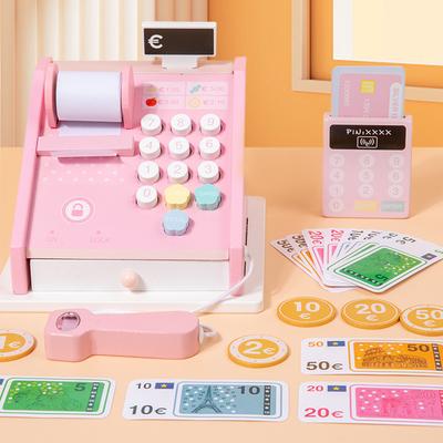 Supermercado infantil educación temprana simulación página de pago juguete bebé cheque dinero cognición vida digital mini casa de juegos de madera