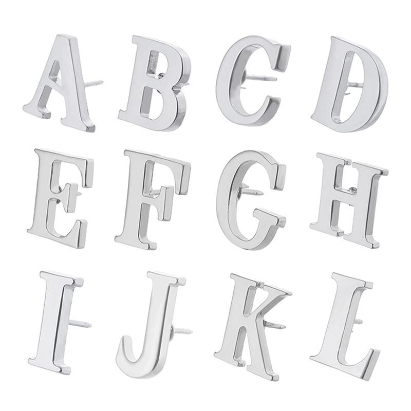 High Quality Classic Style Silver Letter A-Z Metal Brooch Women Men'S Lapel Pin Women'S Hat Scarf Backpack Badge Jewellery