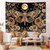 Mystic Moon Moth Tapestry, Boho Celestial Sunflower Floral Print Large Wall Hanging for Bedroom Living Room Aesthetic Decor