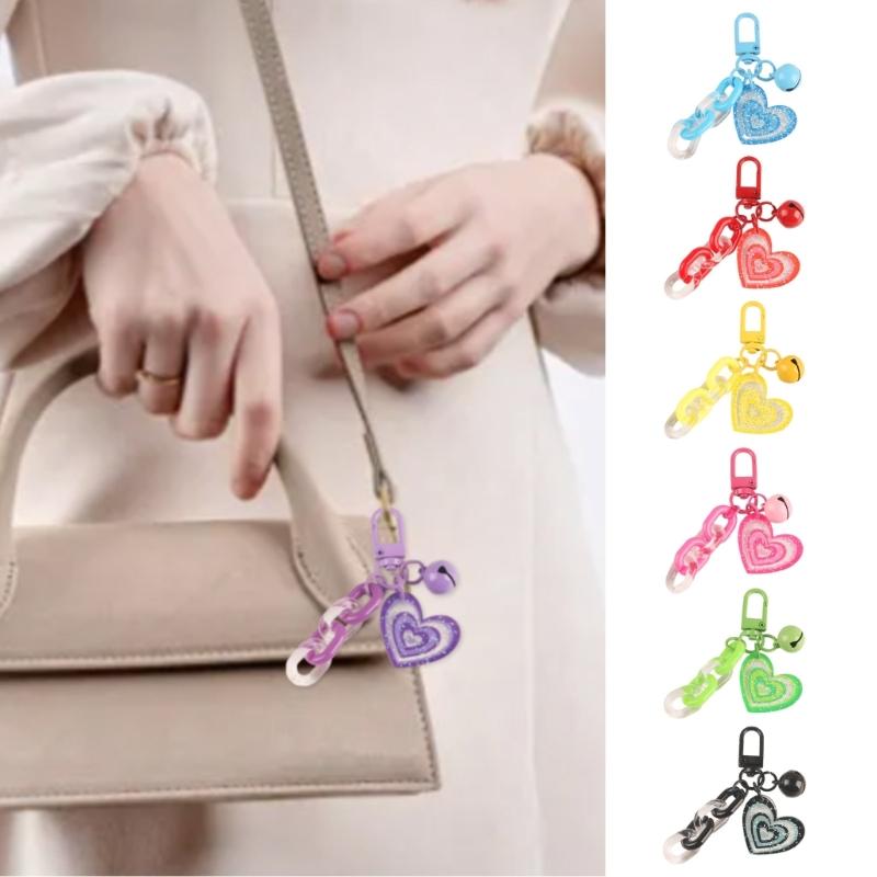 Sweet Acrylic Heart Pendant Keychain Link Chain Keyring for Purse,Handbag, Bag