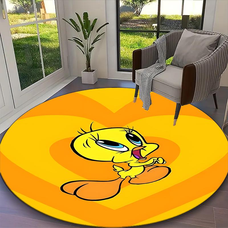1pc Tweety Sylvester Rug, Comfortable Printed Home Round Carpet, Cozy Office Chair Rug
