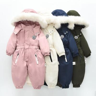 Winter Baby Ski Suit Plus Baby Jumpsuit Boys Overalls Warm Kids Clothes Waterproof Children Clothing Set 1-4Y