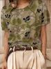 Blumenprint Rundhals Pullover Kurzarm Strickpullover für Damen - Sommer 2026 Edition
