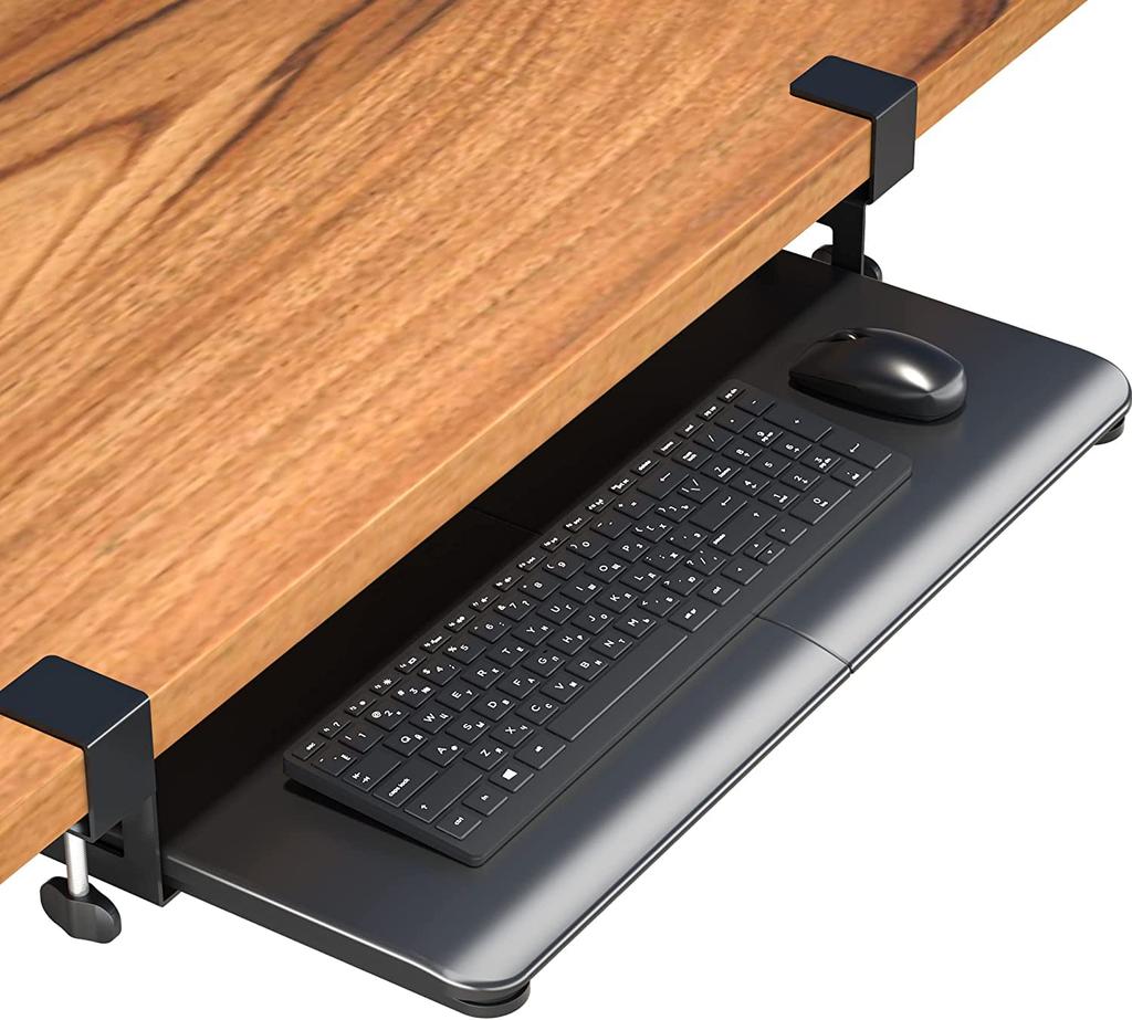 1homefurnit Keyboard Tray, Desk Add-On Drawer, Ergonomic Design, Keyboard Slider, Clamp-on Design, Full Keyboard and Mouse Storage, Table Extension,