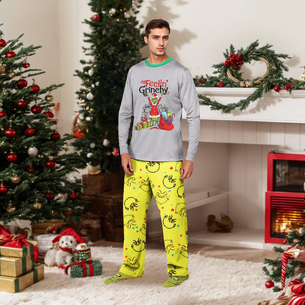 Parent-child Christmas Print Home Suit Long-sleeved Top And Pants