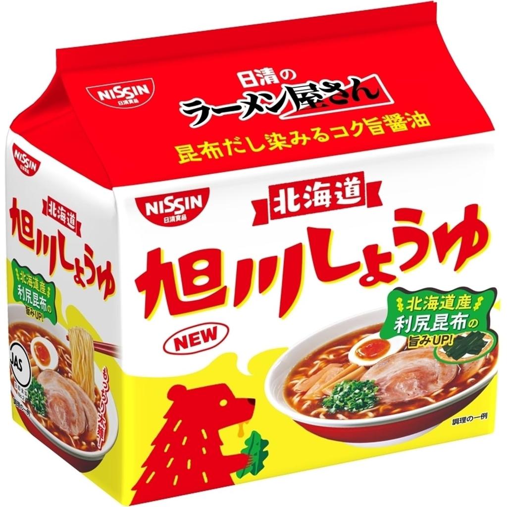 Nissin Ramen Shop Asahikawa Soy Sauce 400g X 6 Packs Foods Hokkaido Instant Noodles with Rishiri 5-pack, [Nissin Kelp]