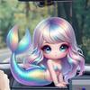 Cartoon Green Fresh Mermaid Acrylic Car Hanging Decoration For Girls Stylish