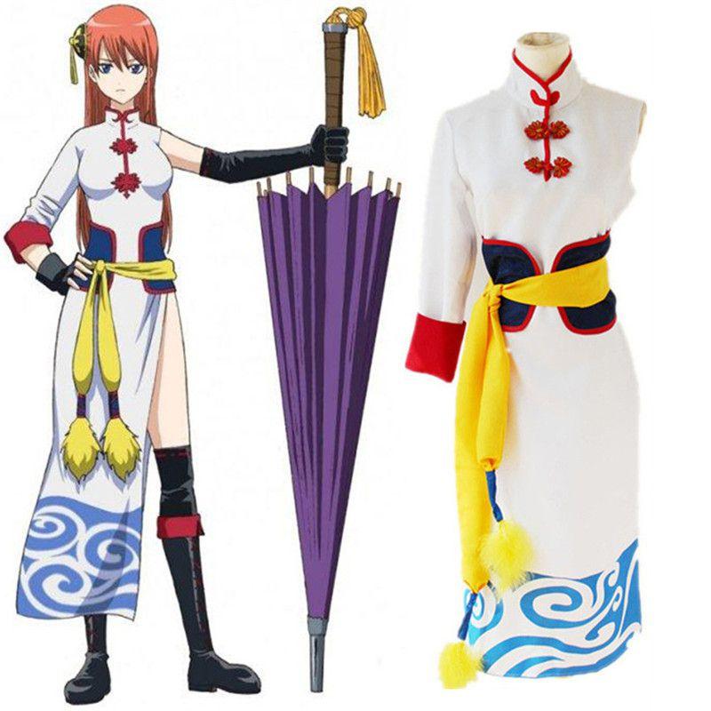Breathable Gintama Future Kagura Cheongsam Cosplay Costume Outfit Set For Events