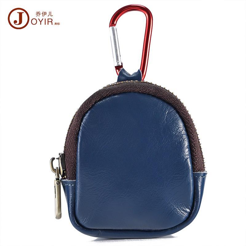 

Crazy Horse Skin Change Purse Student Leather Small Wallet Multifunctional Storage Bag Zipper Pendant Coin 8x7x2cm