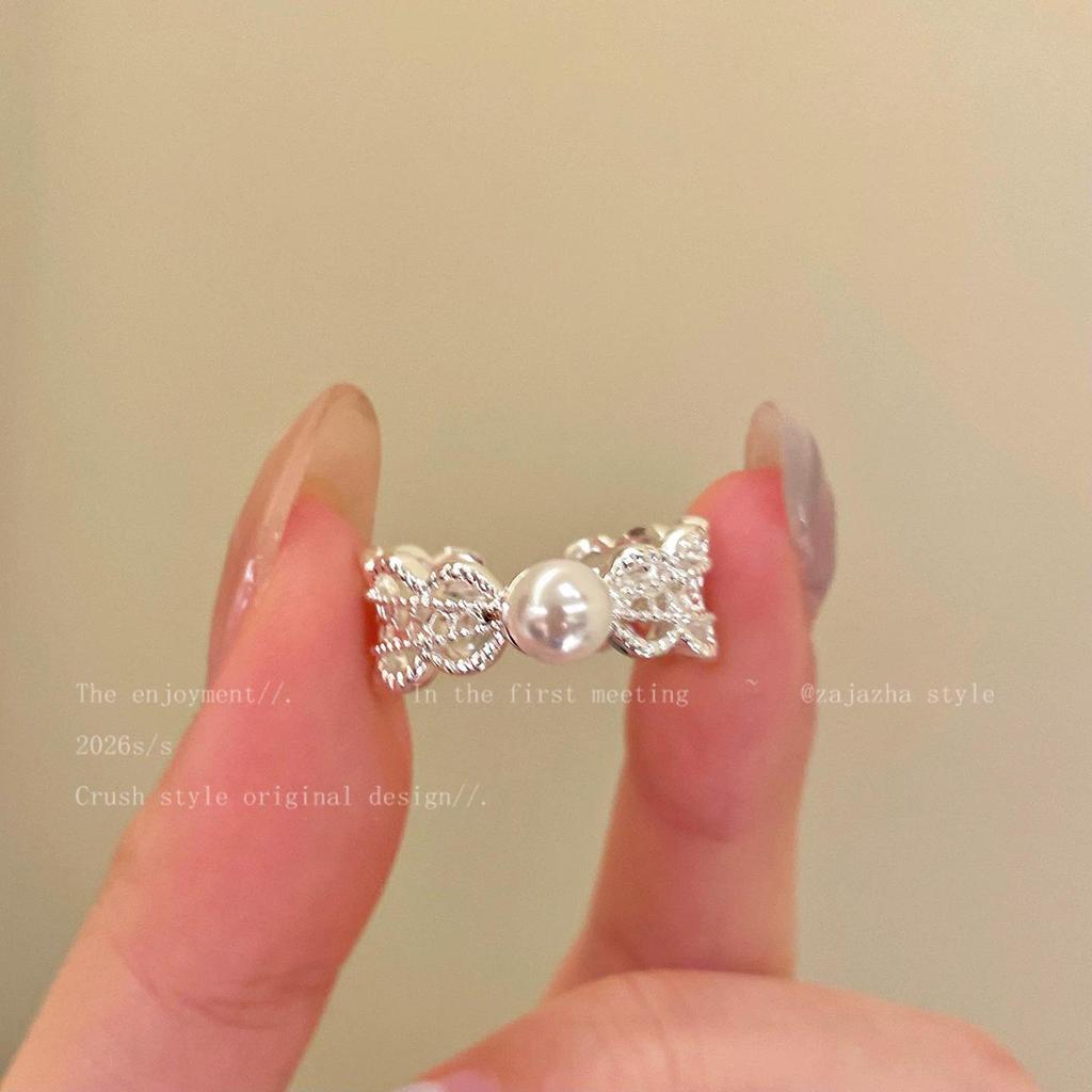 Stylish Silver Zircon Ring for Women - Light Luxury Open Design, Perfect for Index Finger