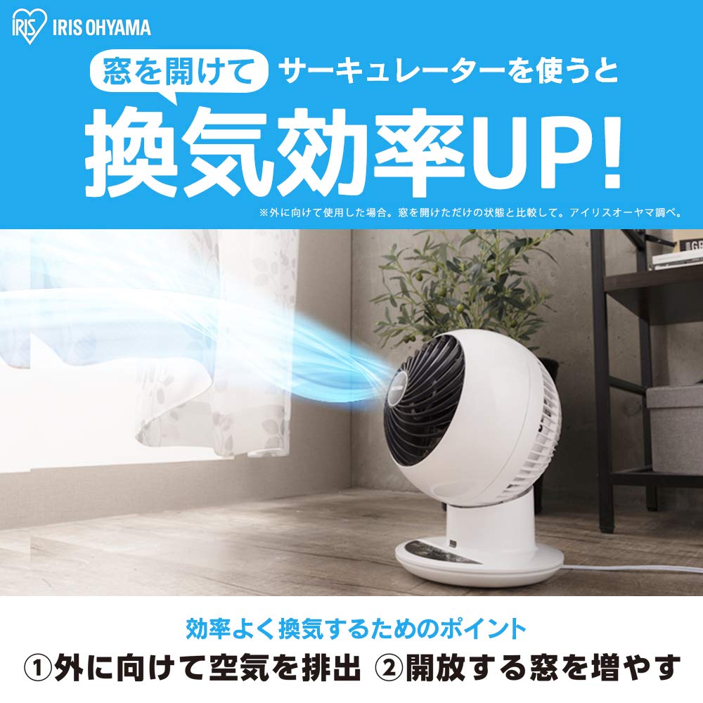 Iris Ohyama Circulator, Eye, Quiet, Swings Left and Right, Fits 18 Tatami Mats, Powerful Airflow, PCF-SC15, White