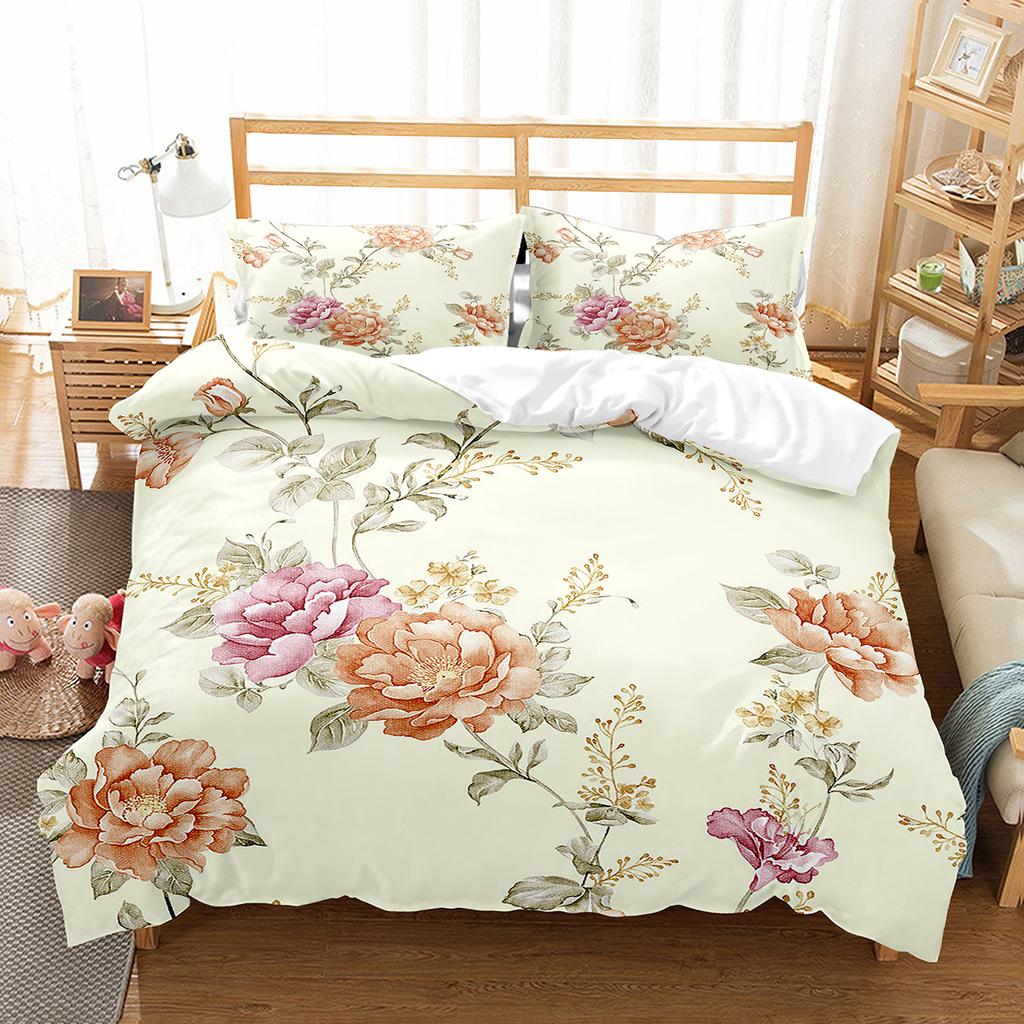 Botanical Flower Duvet Cover Single King Size Garden Leaves Floral Bedding Set Polyester Nature Theme Quilt Cover For Girl Women