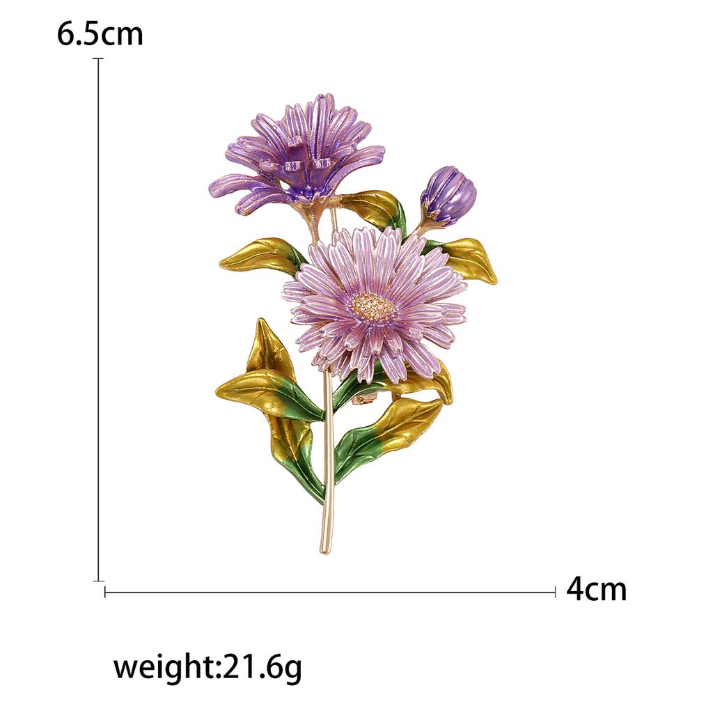 Enamel Chrysanthemum Pin for Women Unisex Sunflower Brooches Flower Leaf Pins Banquet Party Backpack Gifts Jewelry Accessories