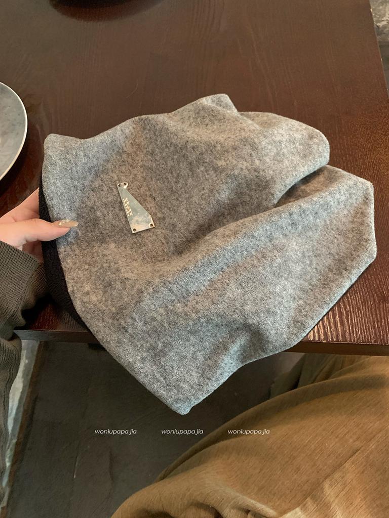 Lazy Wind Big Head Circumference Pile Hat Women's Spring and Autumn Fashion Pullover Cold Hat Showing Face Small Bag Head Hat Women's Autumn