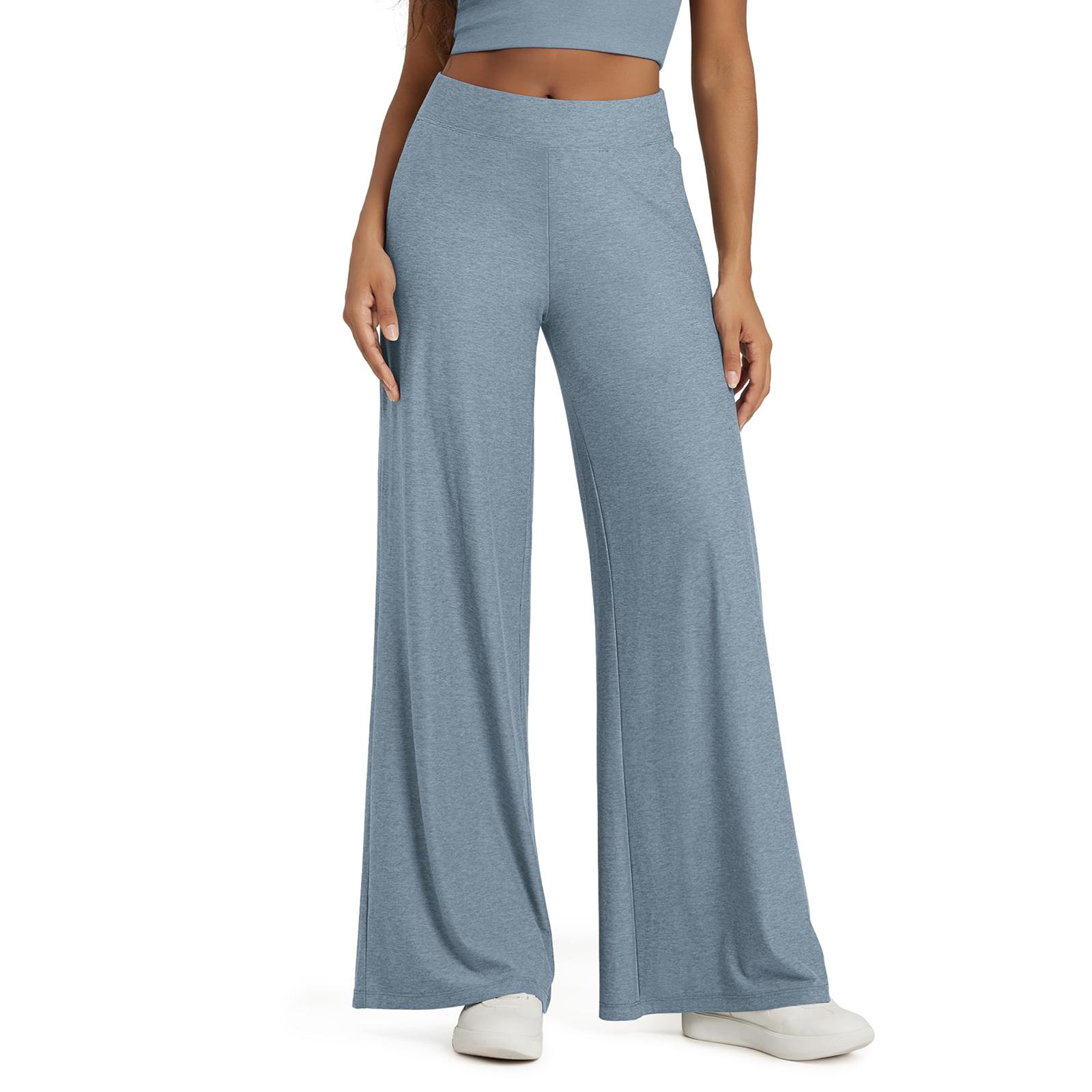 

Женские Модные Свободные Однотонные Брюки Кэжуал с Эластичной Талией, Карманами и Прямыми Штанинами XL светло-синий