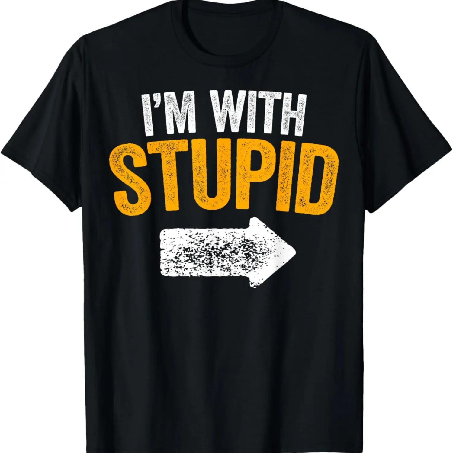 

I m With Stupid Shirt Funny Sarcastic Arrow Pointing Right T-Shirt XXXXXL чорний
