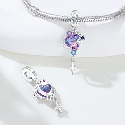 Copper Colorful Love Satellite Pendant Charms Beads Fit Bracelet Diy Party Trendy Gift Jewelry Accessory