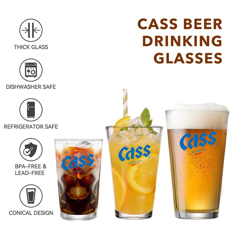 

Cass Beer Glasses Drinking Glasses Pint Glasses Water Glasses Tumblers Design for Cold Beverages Home Parties Mixing Glassware 501-600ml