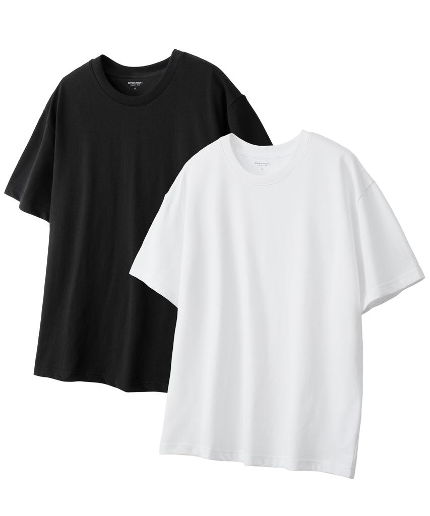 BRENSON (2Pack) Pure Cotton Loose Fit Chain Short Sleeve Tee