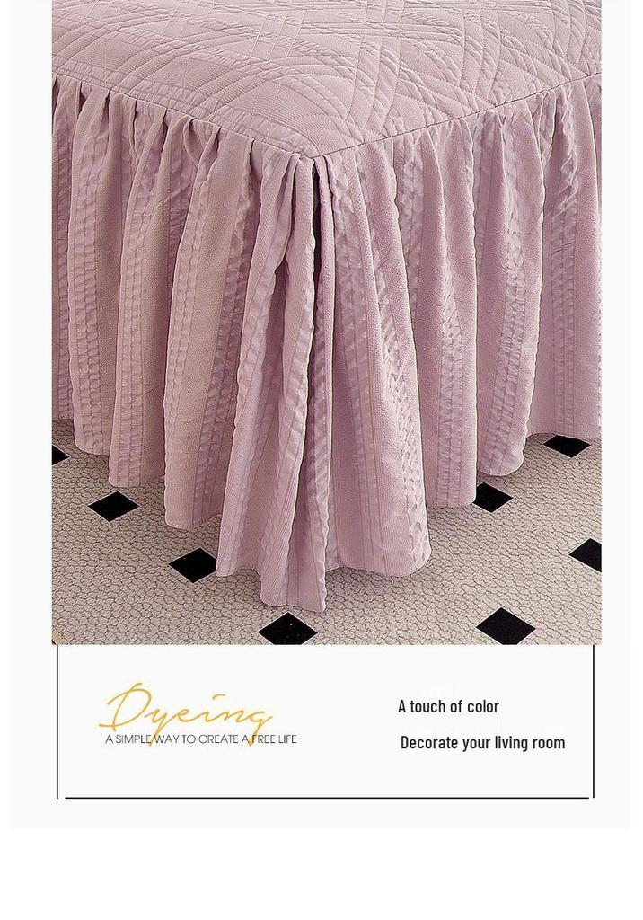 2025 Princess Lace Quilted Bedspread Set: Single Bed, Skirt, & Headboard Cover - Washed Cotton