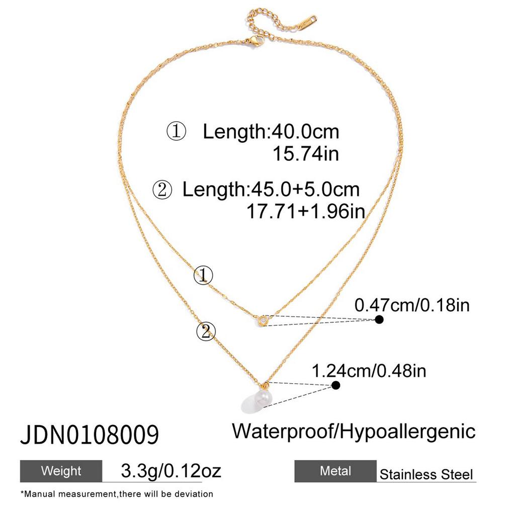 Titanium Steel Imitation Pearl Necklace Collarbone Chain Stainless Steel European and American Zircon Jewelry