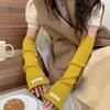 Solid Color Woolen Arm Gloves Hole Long Fingerless Sleeves Long Wrist Guard Warm Arm Covers  Girls