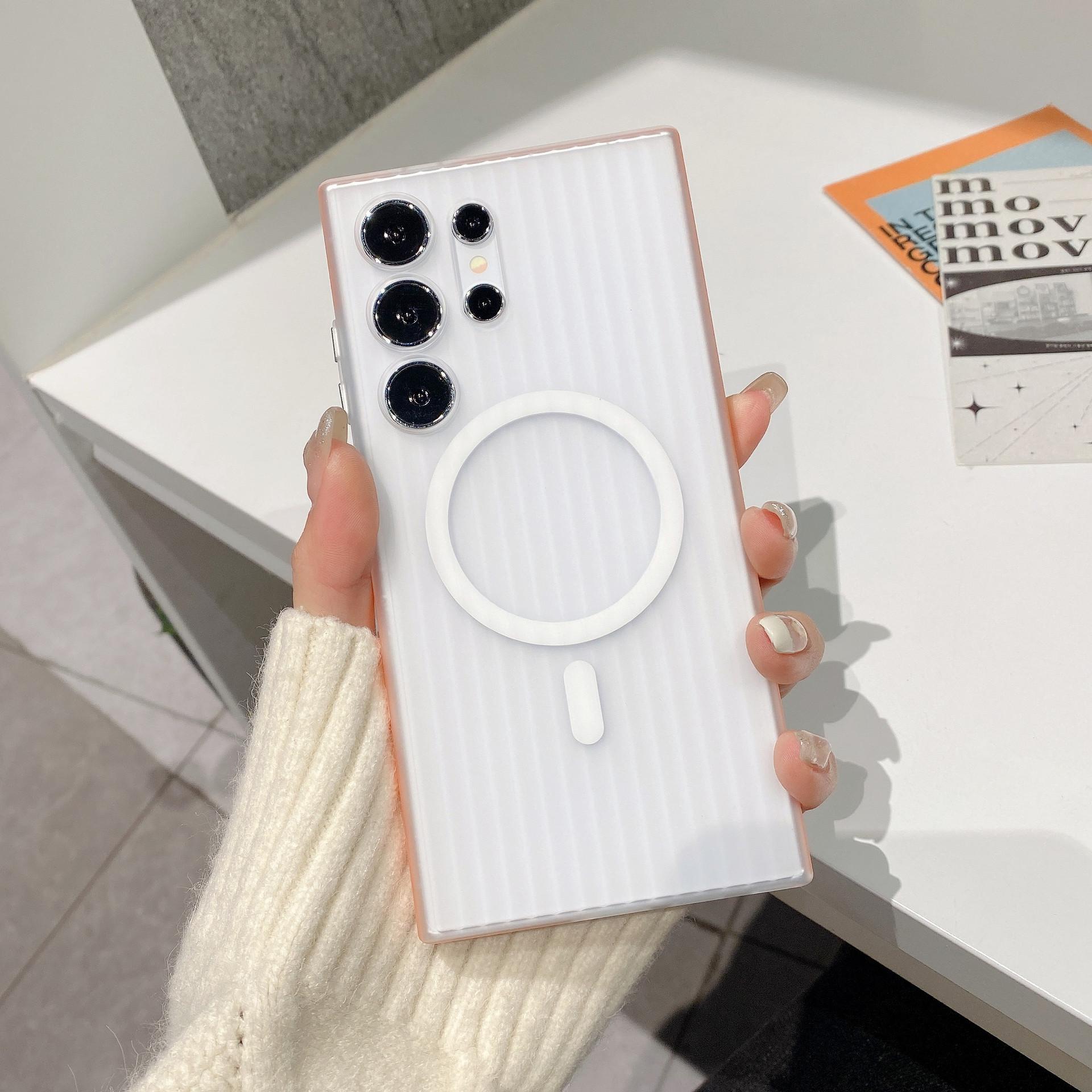 

Corrugated Pattern Suitable for Samsung S25 Ultra Mobile Phone Case with Anti Slip Edge Strips S23u Magnetic S24 Ultra Thin Hard New Trend Galaxy S23Ultra