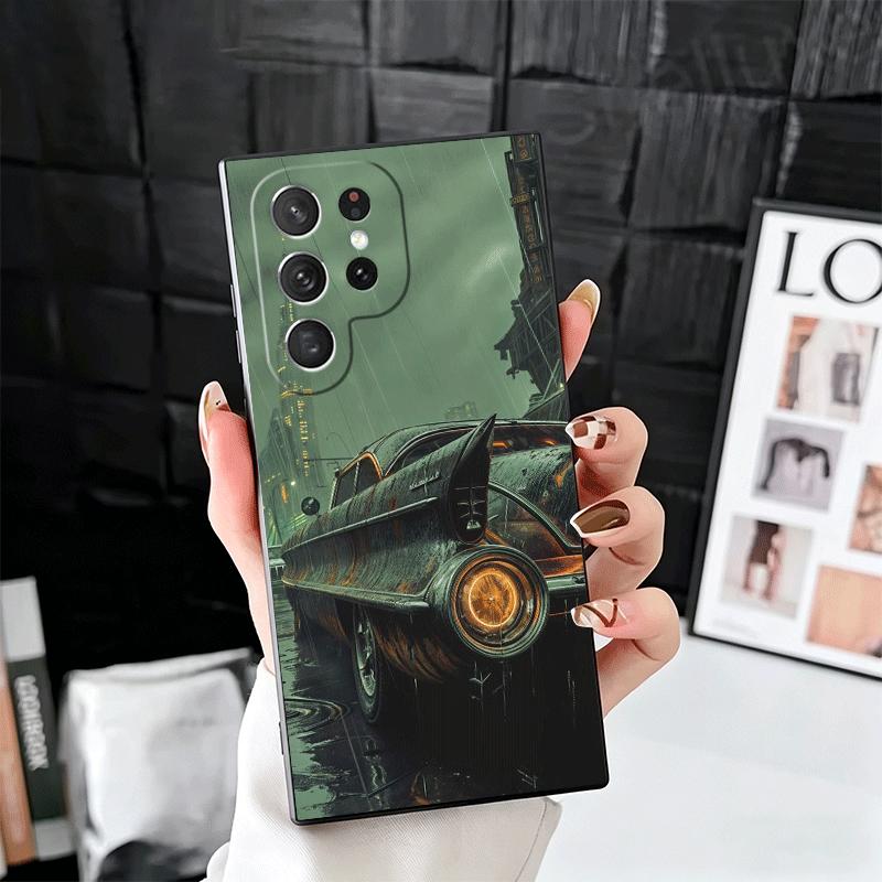Vintage Car Retro Nostalgia Soft Phone Case for Samsung Galaxy S26 S25 Edge S24 Ultra S23 Plus S22 S21 FE S20 Black Cover Back S