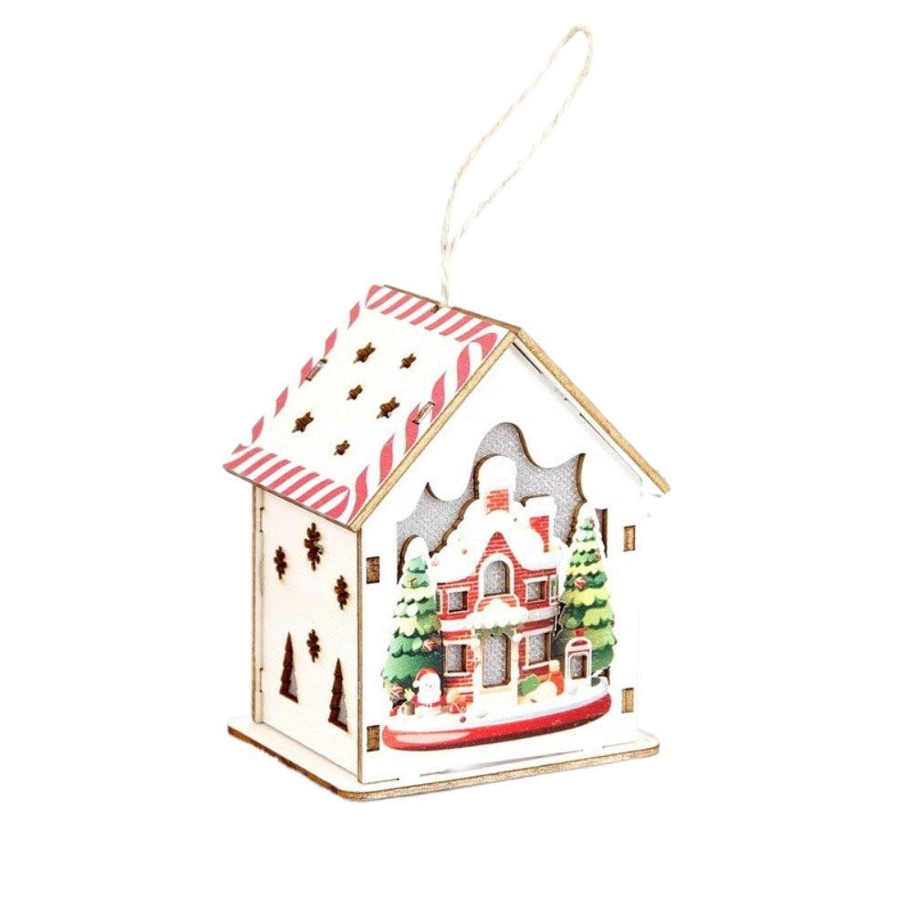 Colorful Christmas LED Light Wooden House Cute Luminous Cabin Wooden Luminous Huts Kids Gifts