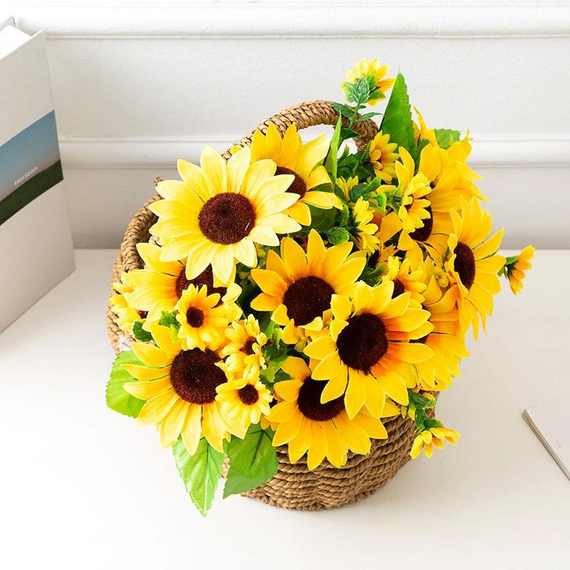 1 Bunch Silk Sunflower Realistic Artificial Flowers Bouquet Home Decor Fake Flowers Wedding Bouquet 24 Sunflower