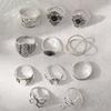 Combination Ring, Vintage Snake Butterfly Elephant Dot Diamond Cross 11 Piece Set Ring Jewelry