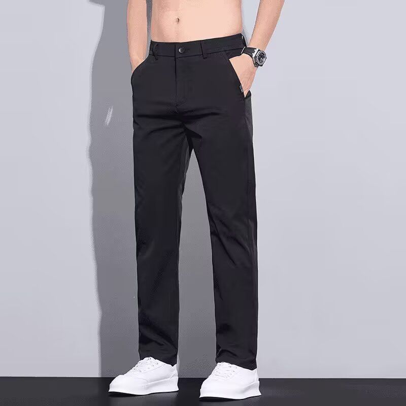 

Summer Men Straight Fit Lightweight Pocket Black Casual Pants 28 чорний