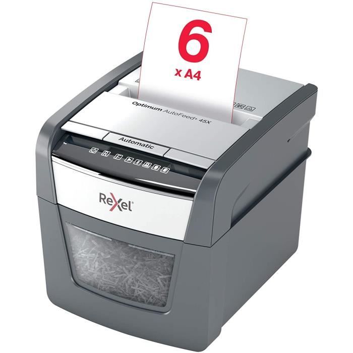 Destructeur De Documents - REXEL - Optimum Auto+ 45X - Coupe Croisée - Sécurité P4 - 20L