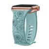 Floral Engraved Strap For Apple Watch Band 40mm 44mm 41mm 49mm 45mm 38mm 42mm Silicone Bracelet Iwatch Series 9 7 Se 6 8 Ultra 2