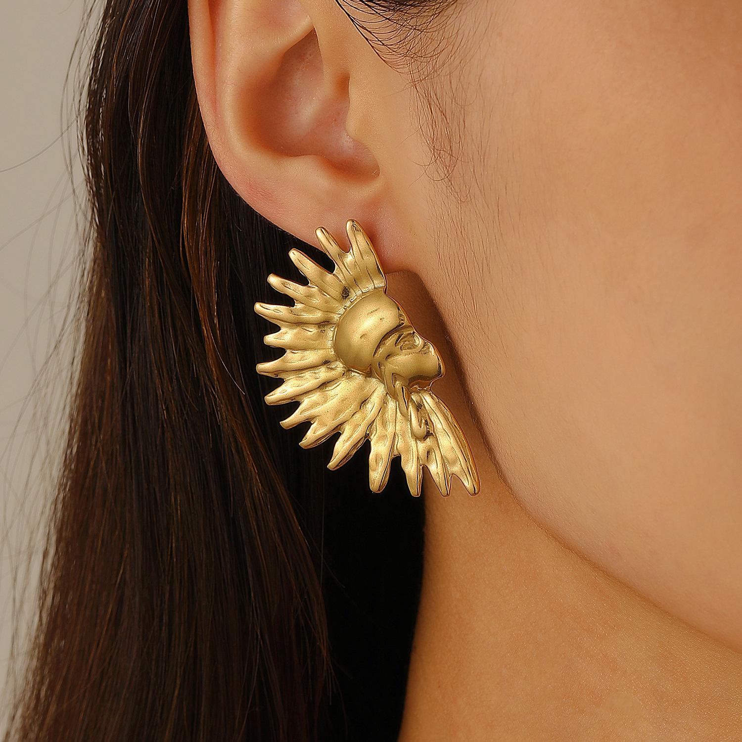 

Серьги из нержавеющей стали в виде полукруга в виде солнца в этническом стиле для женщин 1 pair