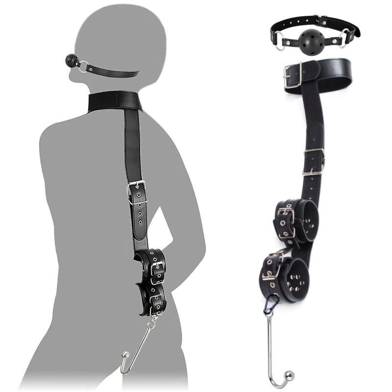 Bdsm Kit of Slave Bondage Handcuffs Backhand Binding Apertural Plug Anal Hook Bondage Toys for SM Sex Toy Couple Bundle Game 18+