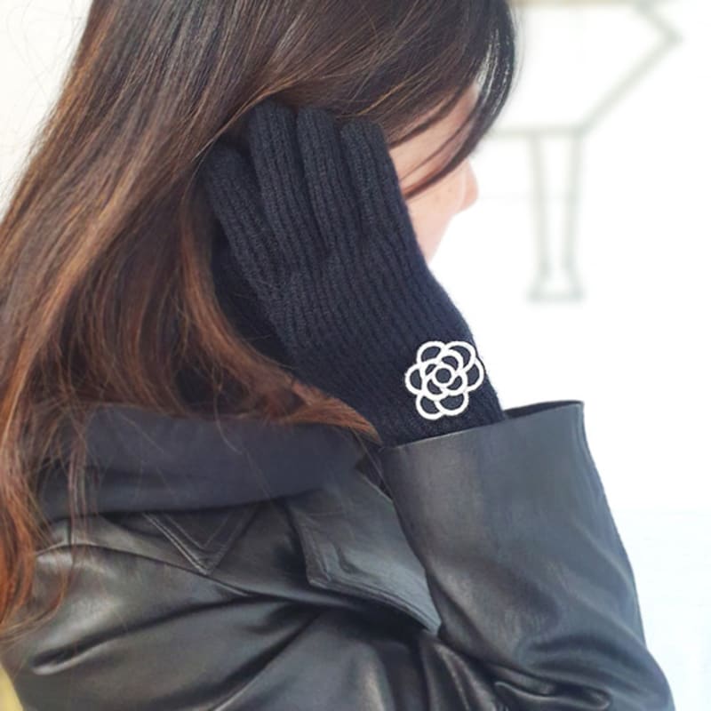 RACOHA Lovely Patch Knit Gloves (Knit Smartphone Gloves)