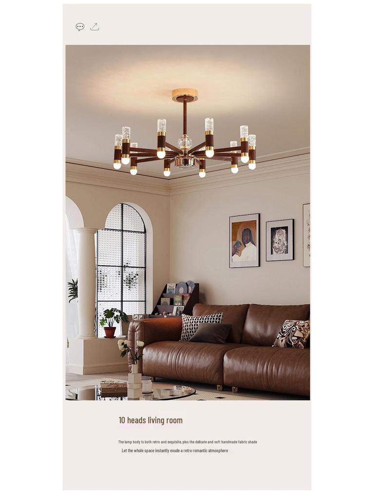 French Retro Branch Chandelier: Chinese Style Living Room & Hall Main Light for High-End, Horizontal Zhongshan Home Decor.