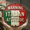 Vintage Italienische Wandkunst Vintage Italienische Einstellung Warnschild Runde Aluminiumblech Wandkunst Rustikales Zuhause Café Bar Garage