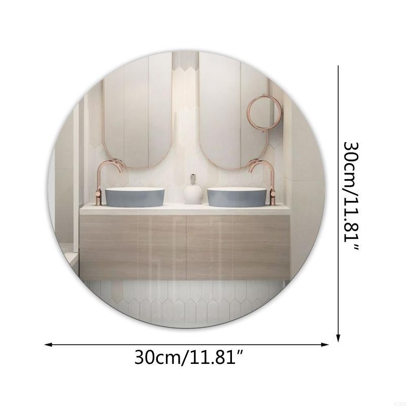 62KD Wall Mirror Sticker Adhesive Removable Round Wallpaper for Home Living Room
