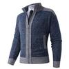 2025 Men's Solid Color Knit Zipper Cardigan - Thick Plus Velvet Coat for Autumn & Winter