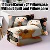 3pcs Halloween Pumpkin Monster Duvet Cover Set without Core, Quilt Cover with 2 PillowcasesSoft and Machine Washable