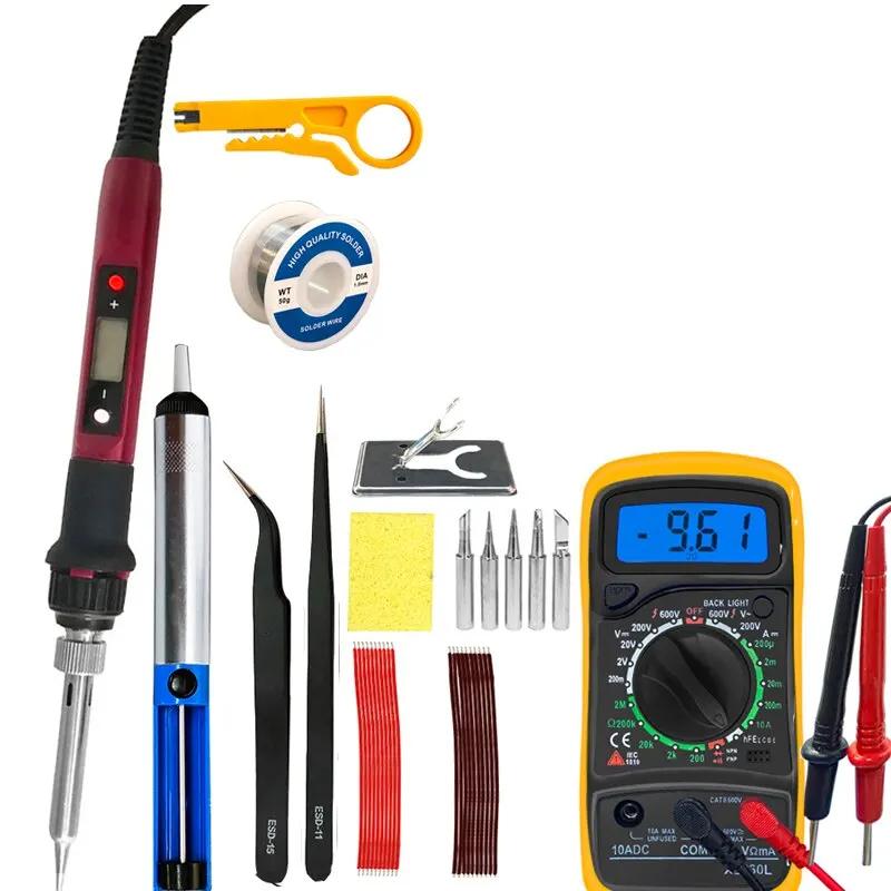 80W Digital Soldering Iron Kit Adjustable Temperature Welding Pen With Lcd Display For Home Repair And Maintenance Tools