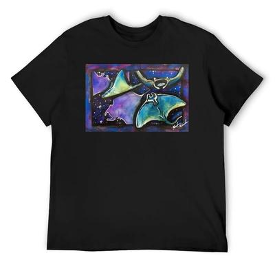 Galactic (Manta) Rays T-Shirt Plain Funny Shirt Cotton Shirts Graphic Tees Mens Big and Tall T Shirts