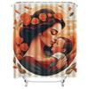 Mother and Child with Orange Flowers Waterproof Shower Curtain for Bathroom Decor, High-Quality Material and Easy to Clean
