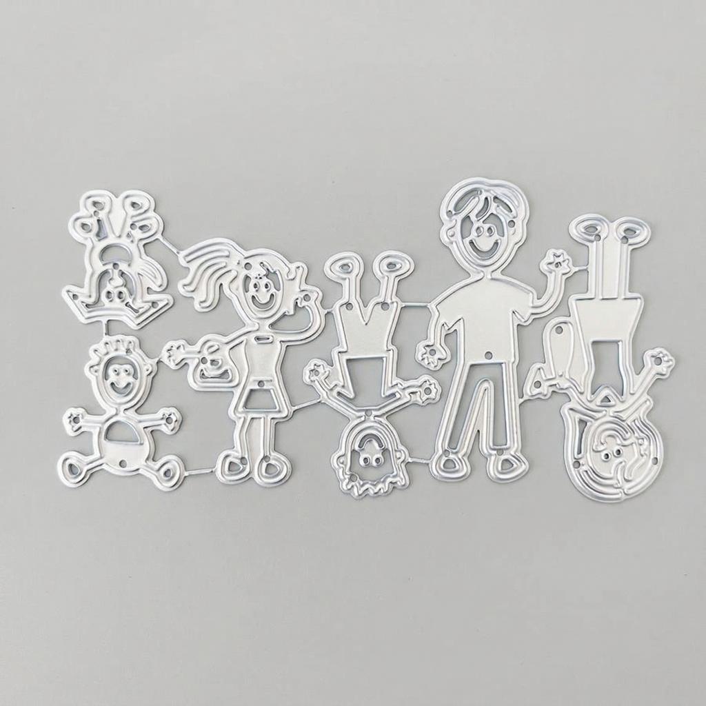 Family with Dog Metal Cutting Dies for Scrapbooking Photo Album Decoration DIY Cards Making Craft Dies Cut