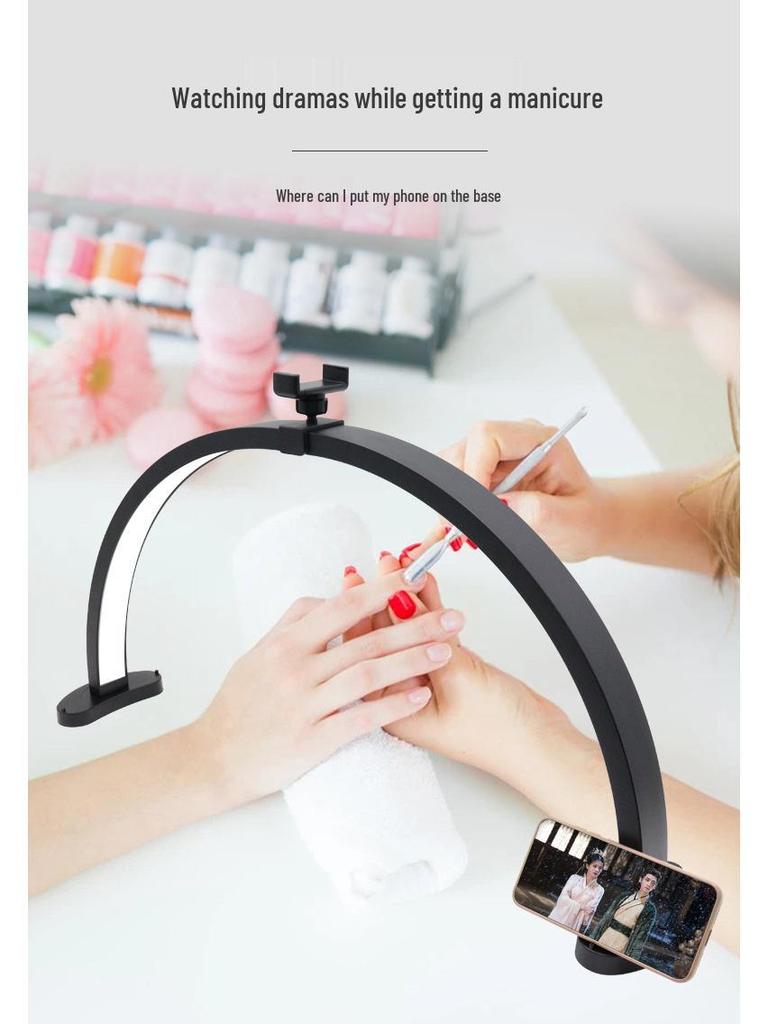28-Inch Folding Half-Moon Beauty Light, 40W Rechargeable U-Shaped Lamp for Microblading, Eyelash Extension, Manicure & More